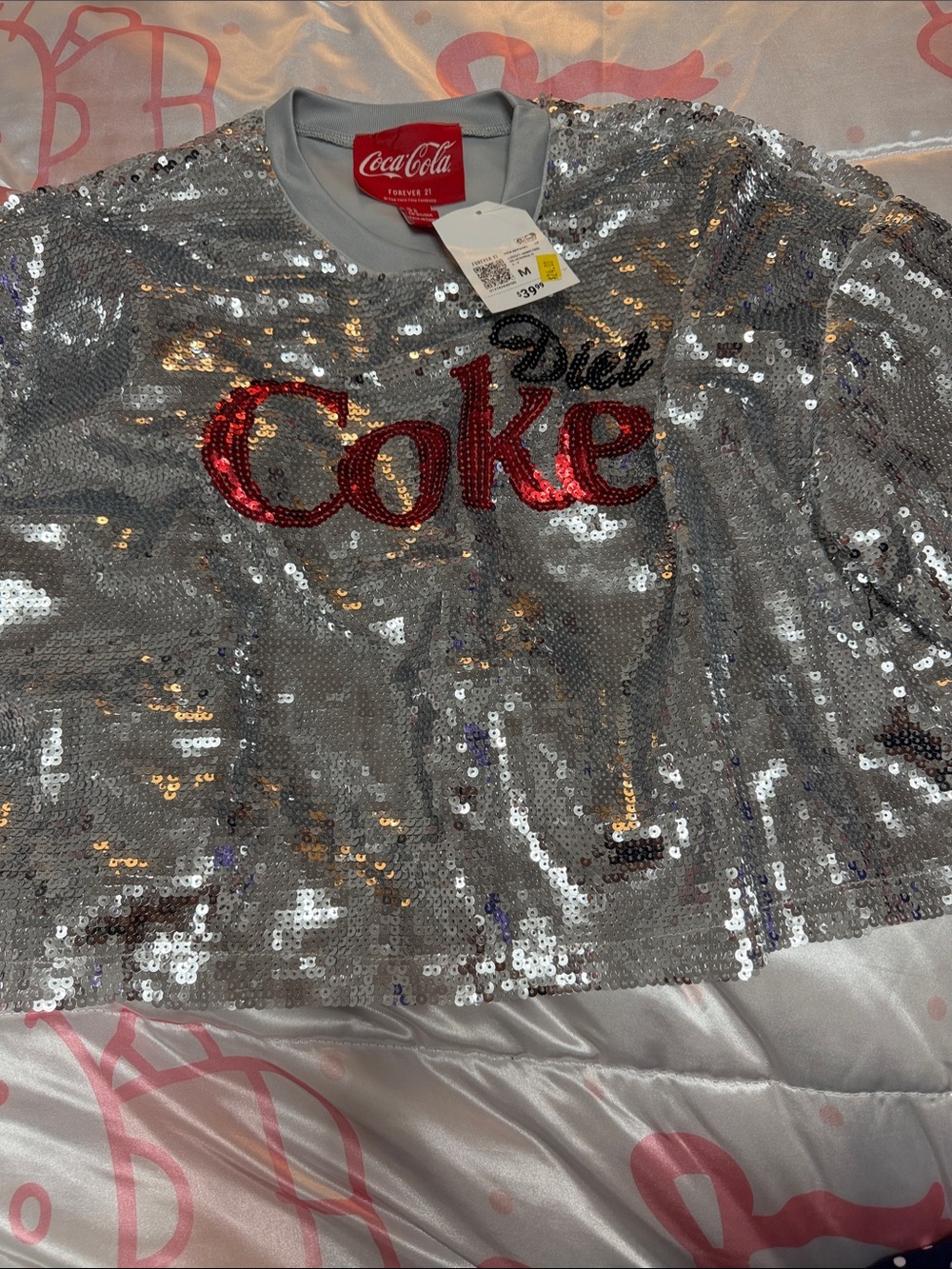 Coca Cola Silver Sequin Kids Jacket with Red 'Coke' Logo